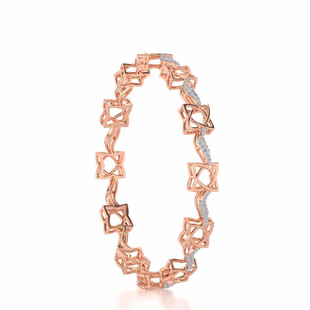 Groovy Flowers Silver Bangles - Rose Gold - Image 3
