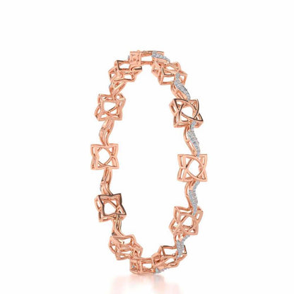 Groovy Flowers Silver Bangles - Rose Gold - Image 3