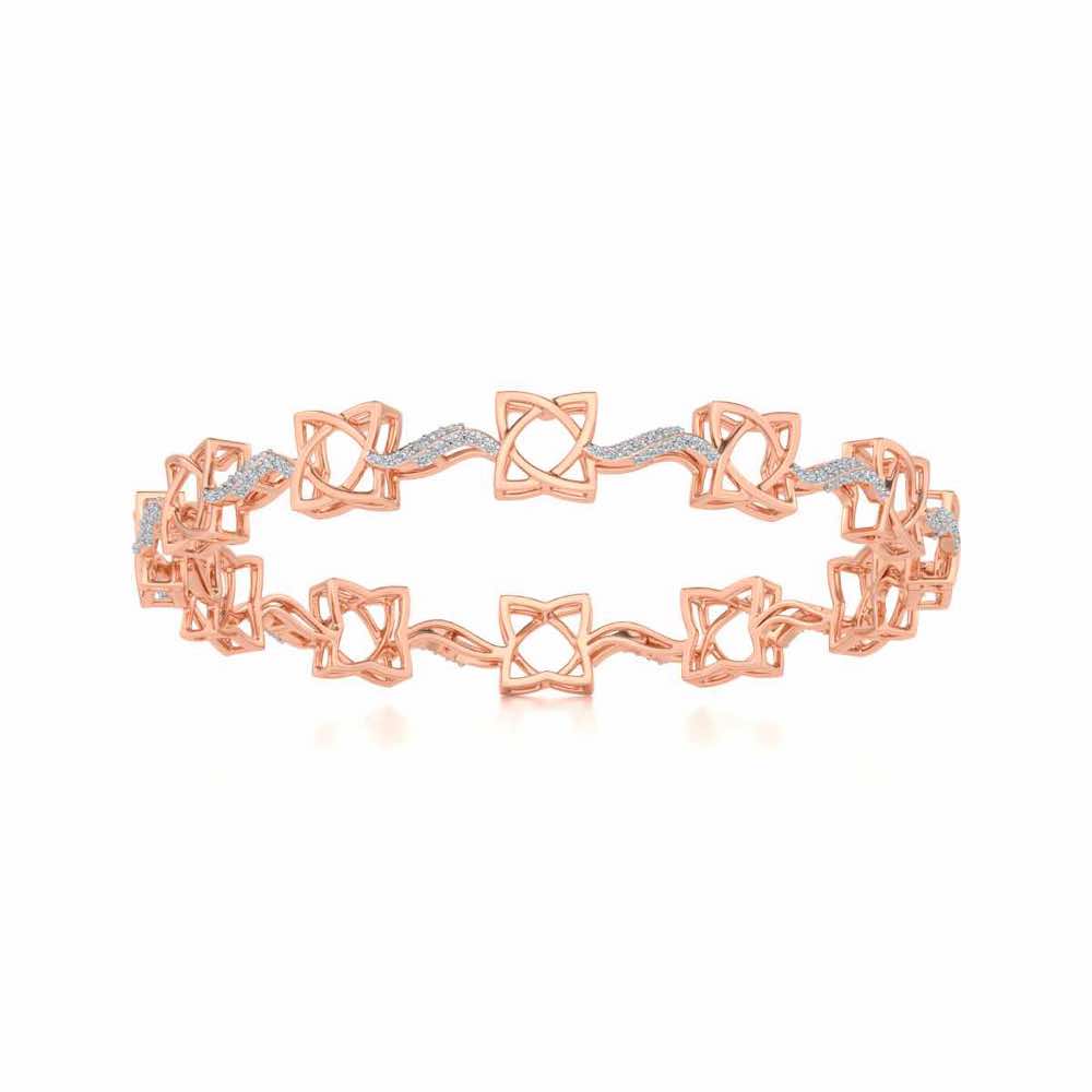 Groovy Flowers Silver Bangles - Rose Gold - Image 4