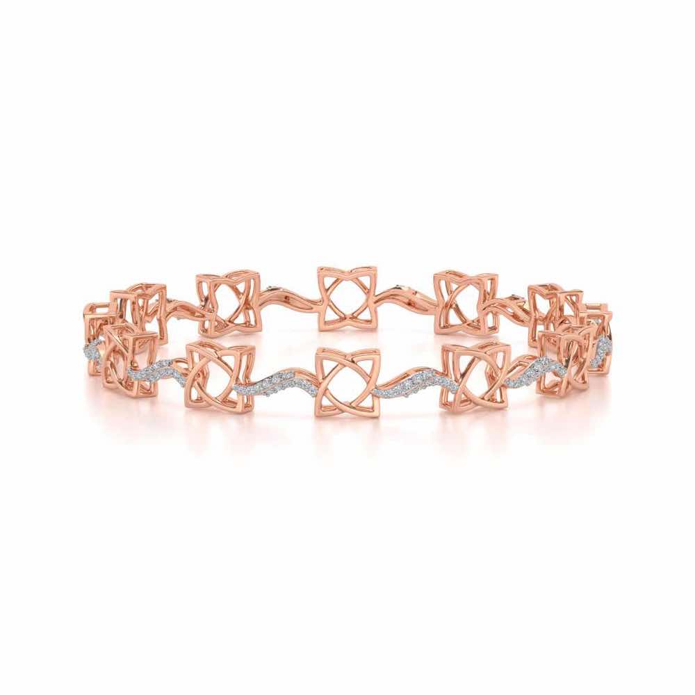 Groovy Flowers Silver Bangles - Rose Gold - Image 5