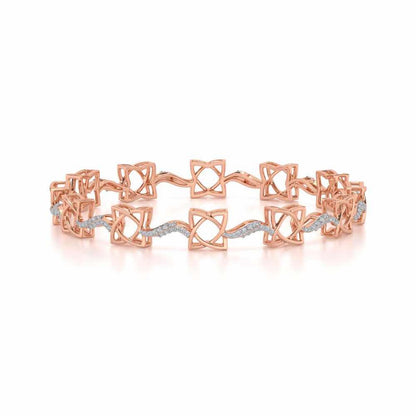 Groovy Flowers Silver Bangles - Rose Gold - Image 5