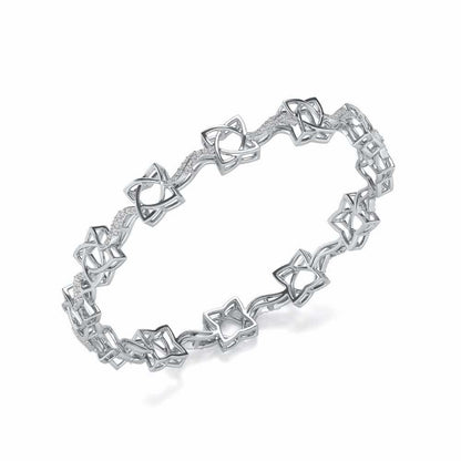 Groovy Flowers Silver Bangles - White Gold - Image 1