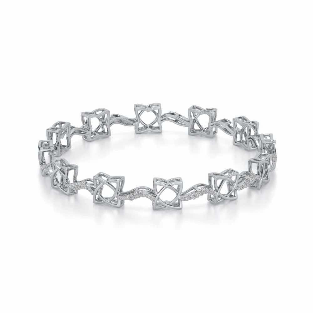 Groovy Flowers Silver Bangles - White Gold - Image 2