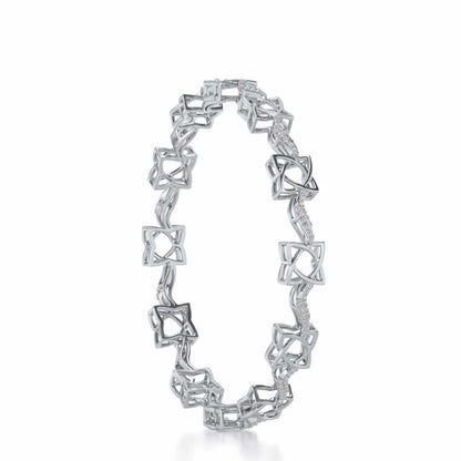 Groovy Flowers Silver Bangles - White Gold - Image 3