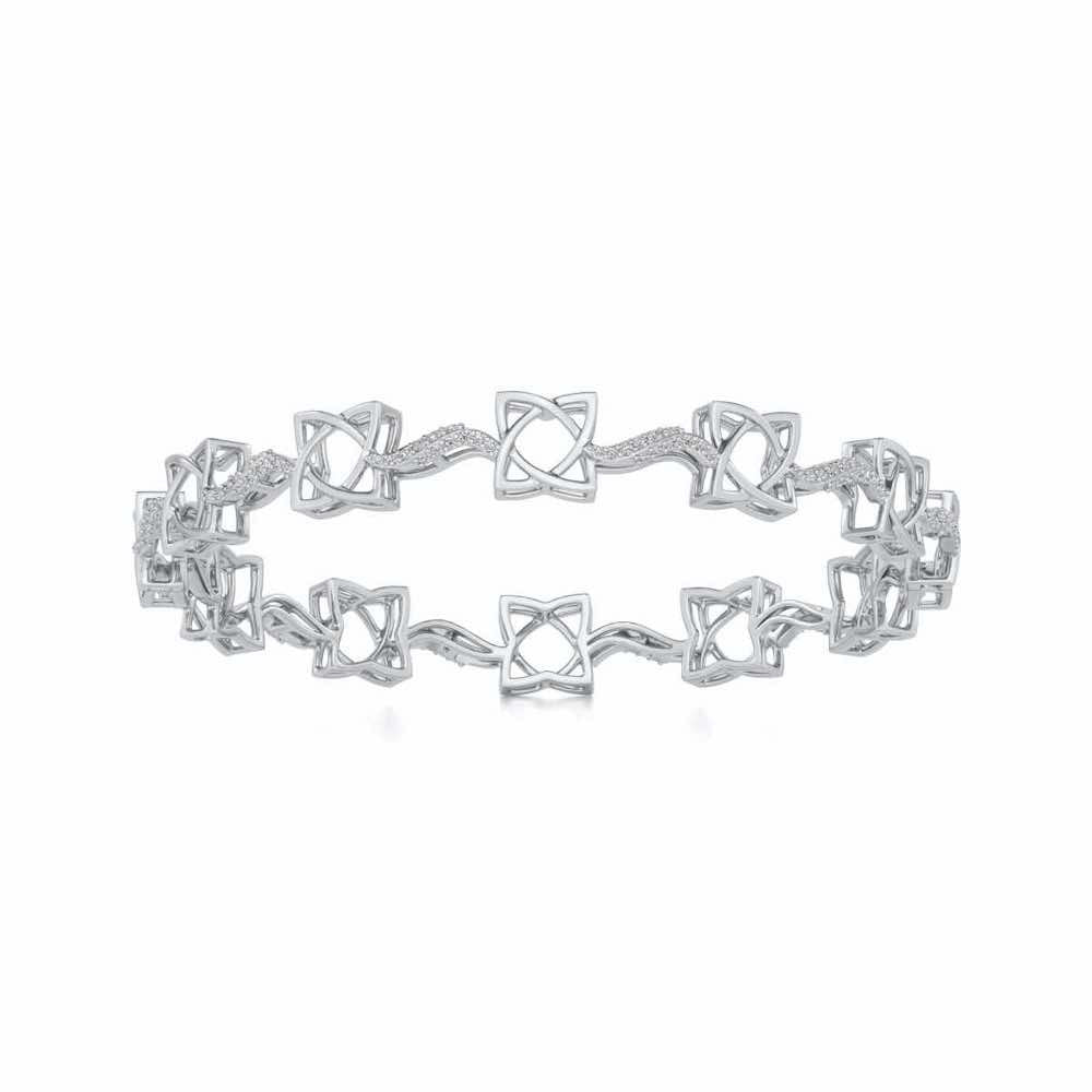 Groovy Flowers Silver Bangles - White Gold - Image 4