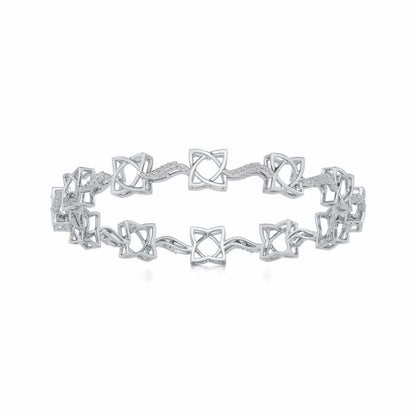Groovy Flowers Silver Bangles - White Gold - Image 4