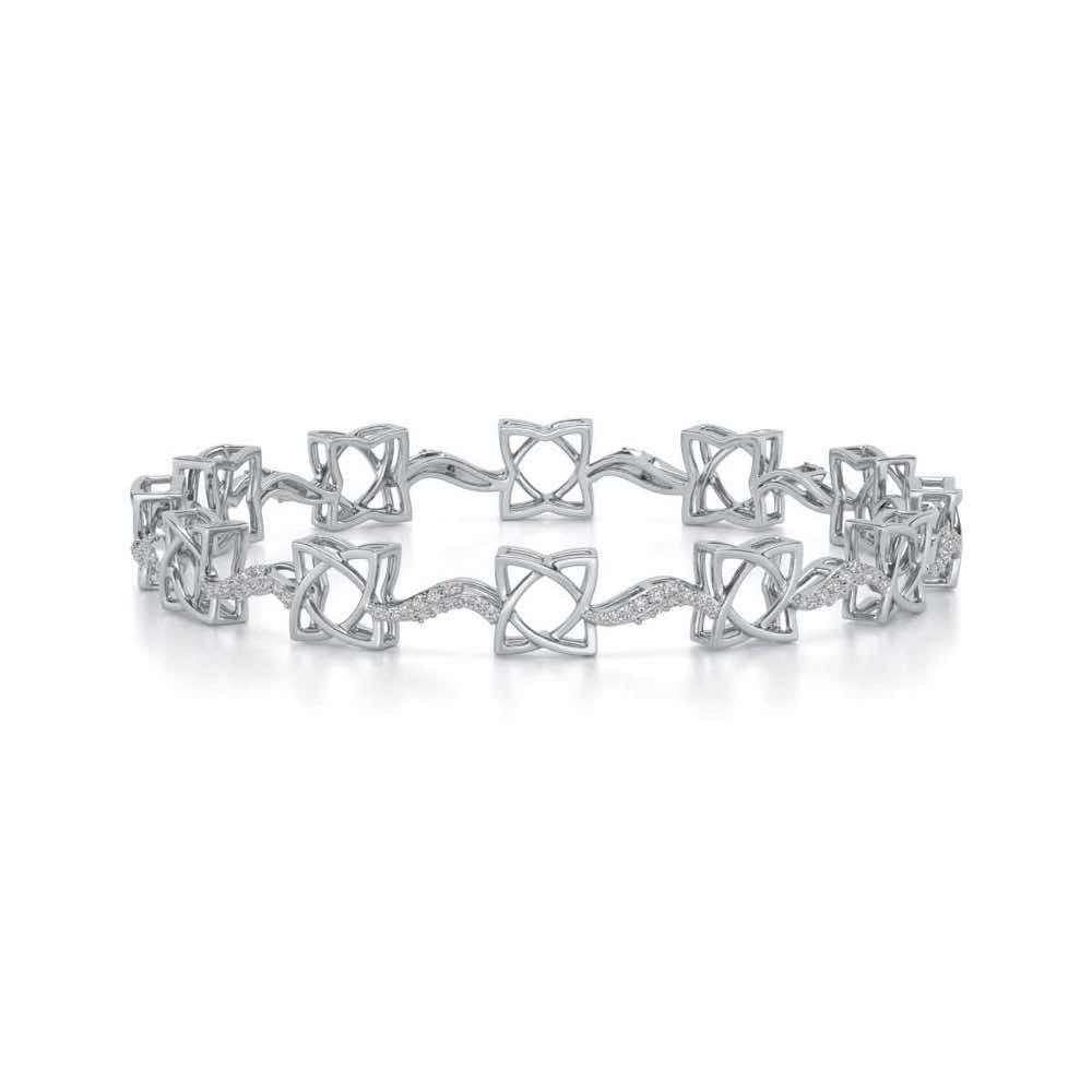 Groovy Flowers Silver Bangles - White Gold - Image 5