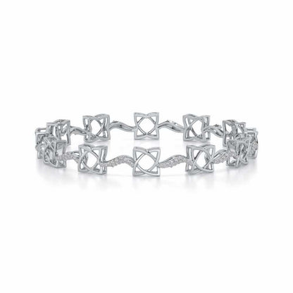 Groovy Flowers Silver Bangles - White Gold - Image 5