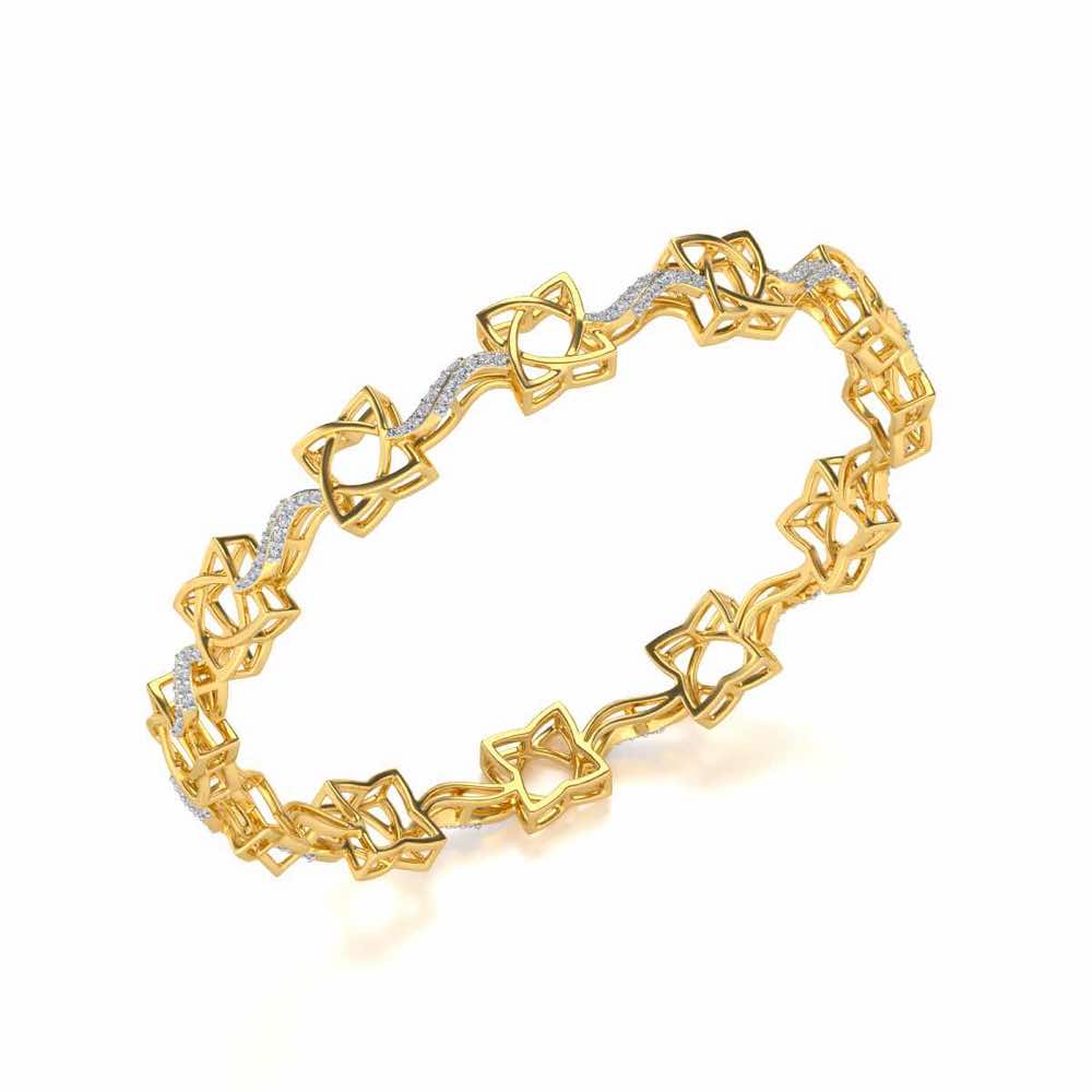Groovy Flowers Silver Bangles - Yellow Gold - Image 1