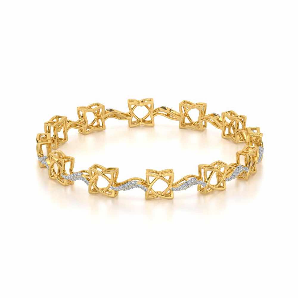 Groovy Flowers Silver Bangles - Yellow Gold - Image 2