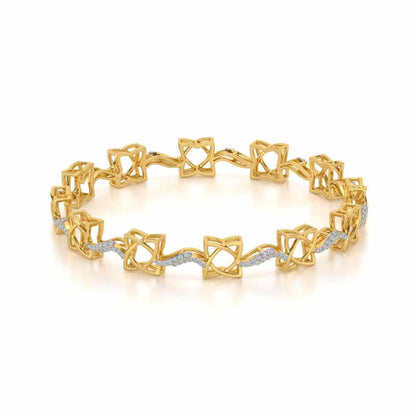 Groovy Flowers Silver Bangles - Yellow Gold - Image 2