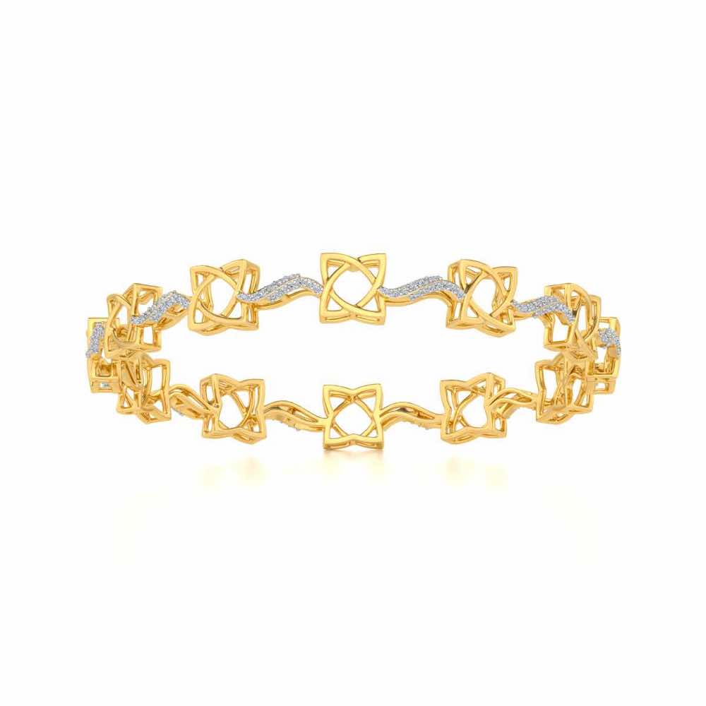 Groovy Flowers Silver Bangles - Yellow Gold - Image 4