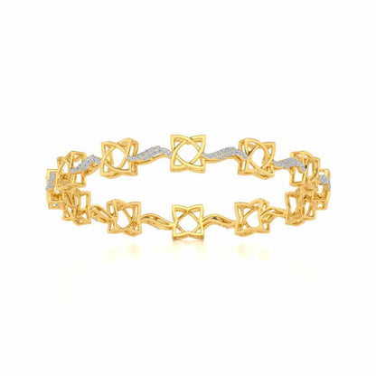 Groovy Flowers Silver Bangles - Yellow Gold - Image 4