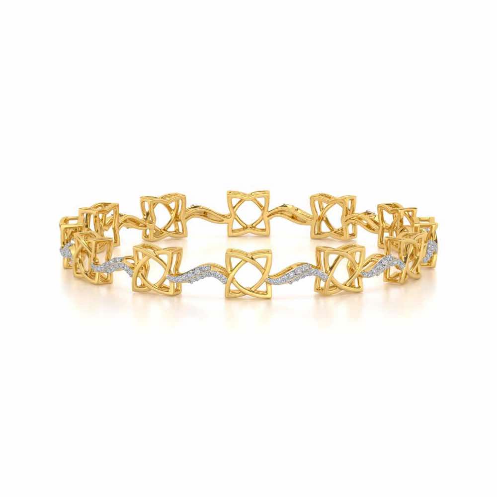 Groovy Flowers Silver Bangles - Yellow Gold - Image 5