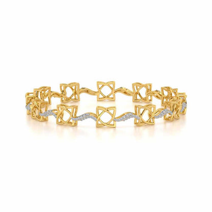 Groovy Flowers Silver Bangles - Yellow Gold - Image 5