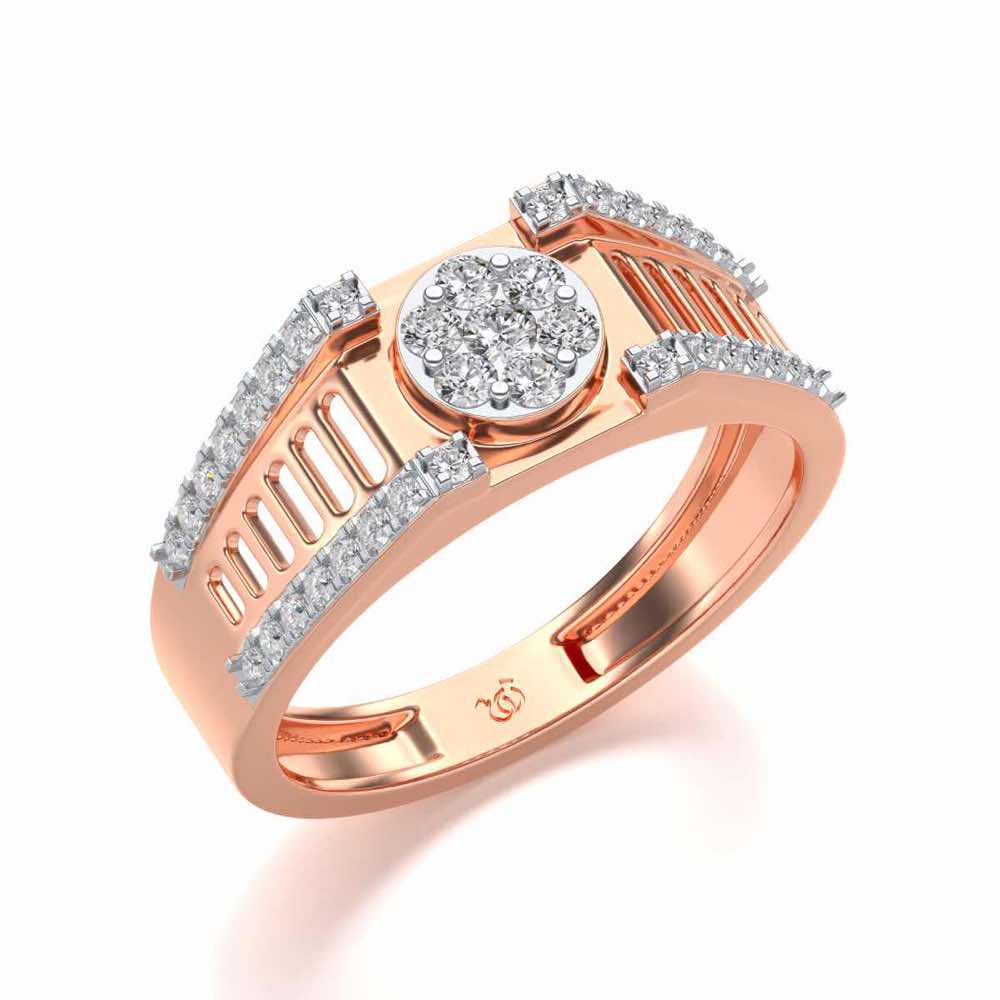 Groovy Ladder Silver Ring For Men - Rose Gold - Image 1