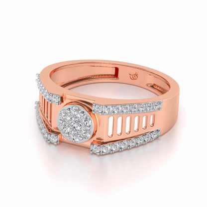 Groovy Ladder Silver Ring For Men - Rose Gold - Image 2
