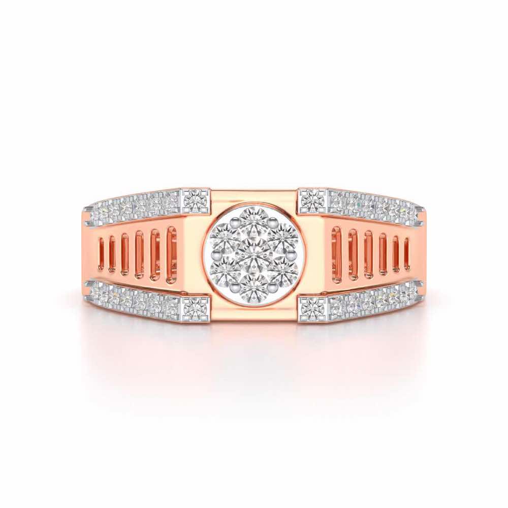 Groovy Ladder Silver Ring For Men - Rose Gold - Image 4