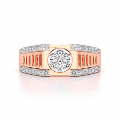 Groovy Ladder Silver Ring For Men - Rose Gold - Image 4