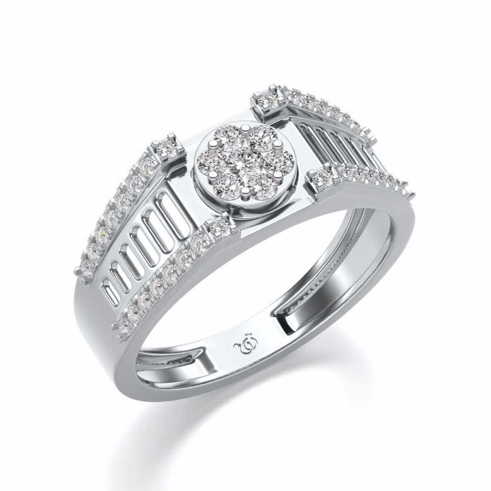 Groovy Ladder Silver Ring For Men - White Gold - Image 1