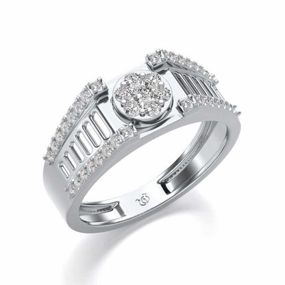Groovy Ladder Silver Ring For Men - White Gold - Image 1