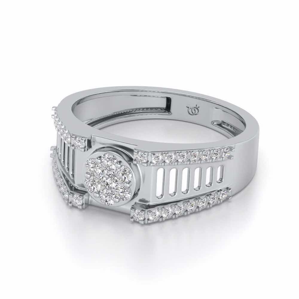Groovy Ladder Silver Ring For Men - White Gold - Image 2