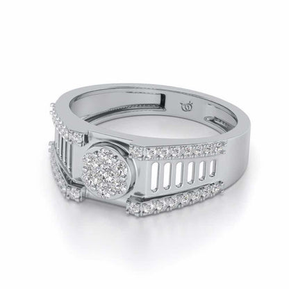 Groovy Ladder Silver Ring For Men - White Gold - Image 2