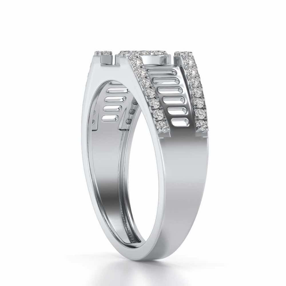 Groovy Ladder Silver Ring For Men - White Gold - Image 3