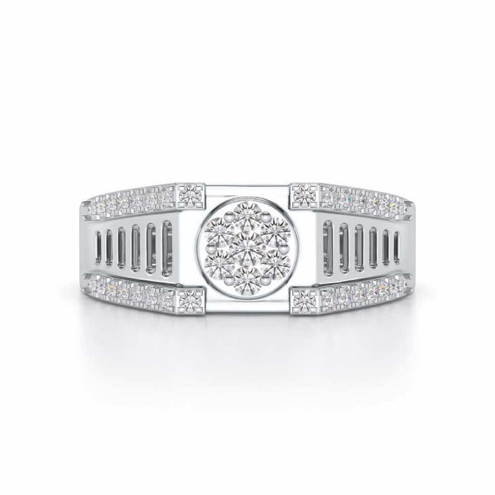 Groovy Ladder Silver Ring For Men - White Gold - Image 4