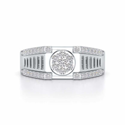 Groovy Ladder Silver Ring For Men - White Gold - Image 4