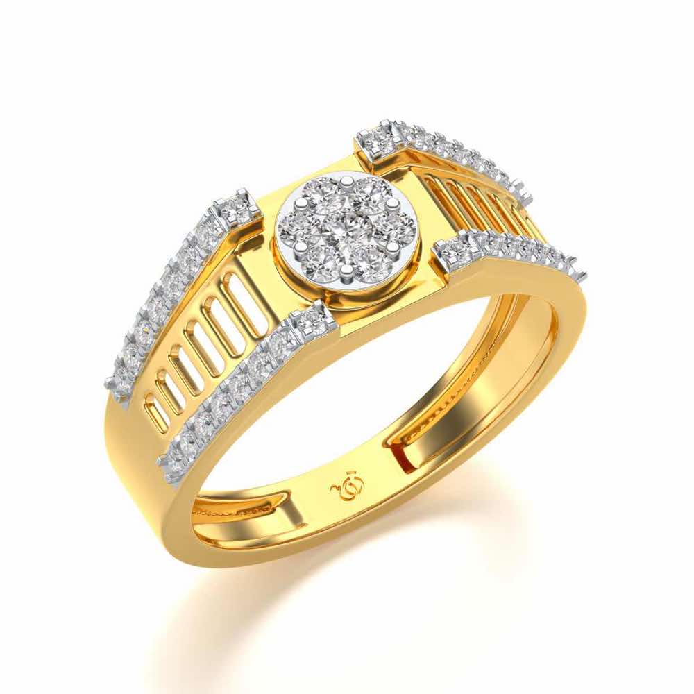 Groovy Ladder Silver Ring For Men - Yellow Gold - Image 1