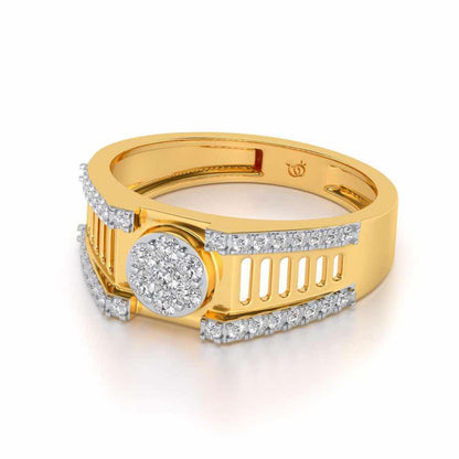 Groovy Ladder Silver Ring For Men - Yellow Gold - Image 2