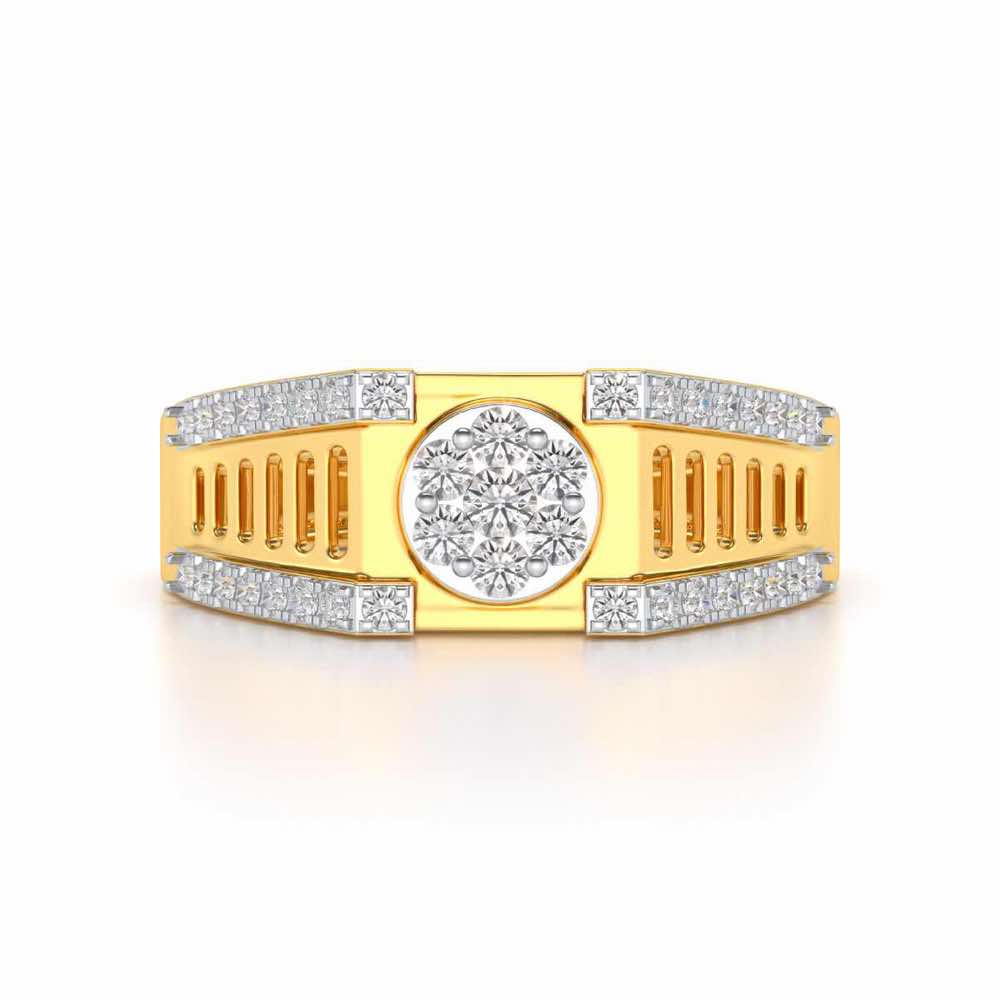 Groovy Ladder Silver Ring For Men - Yellow Gold - Image 4