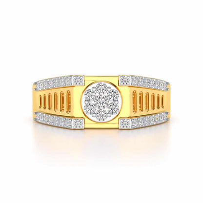 Groovy Ladder Silver Ring For Men - Yellow Gold - Image 4