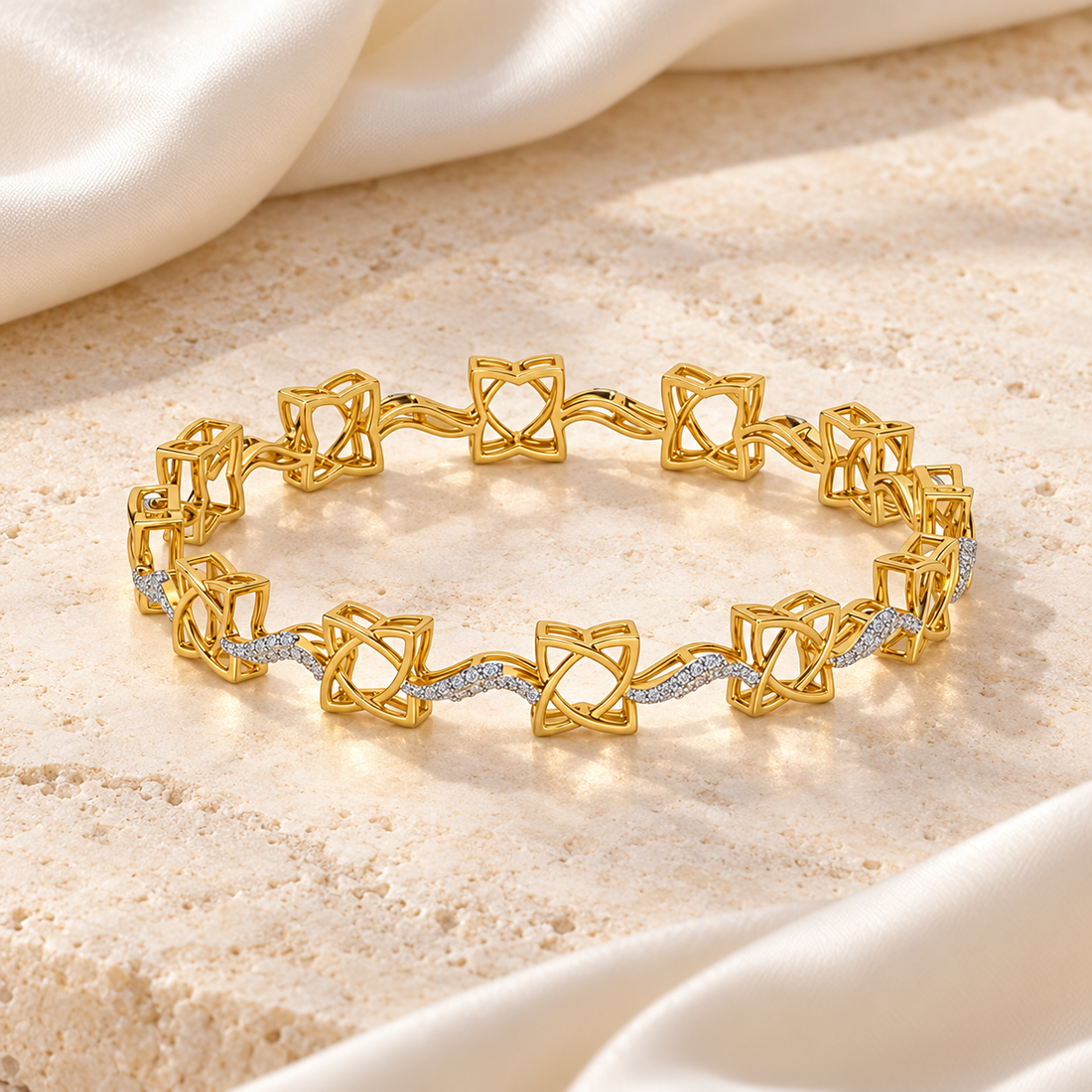 Groovy Flowers Silver Bangles