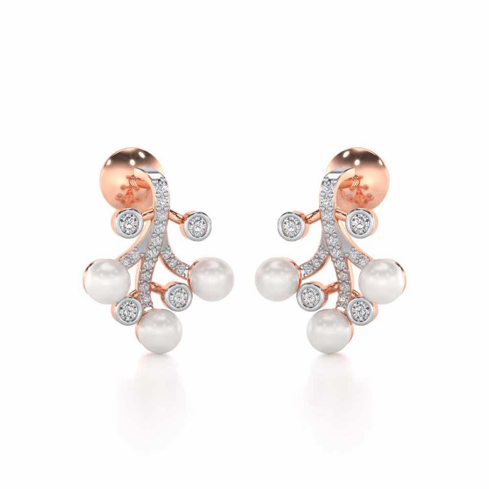 Growth Silver Pearl Earrings - Rose Gold - Image 1