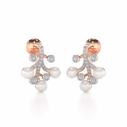 Growth Silver Pearl Earrings - Rose Gold - Image 1