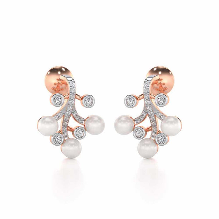 Growth Silver Pearl Earrings - Rose Gold - Image 1