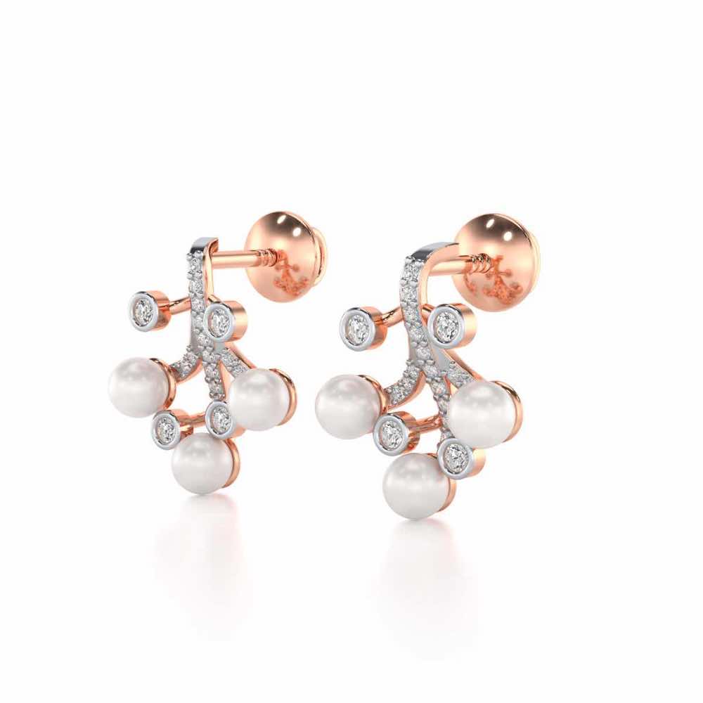 Growth Silver Pearl Earrings - Rose Gold - Image 3