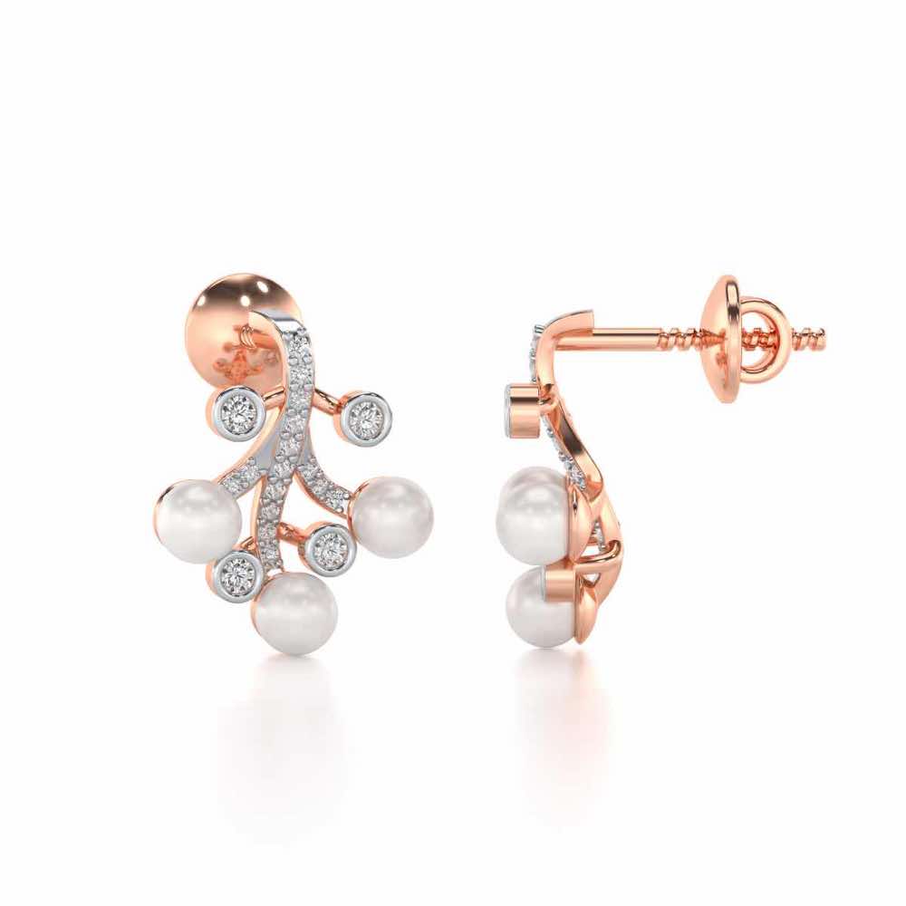 Growth Silver Pearl Earrings - Rose Gold - Image 4