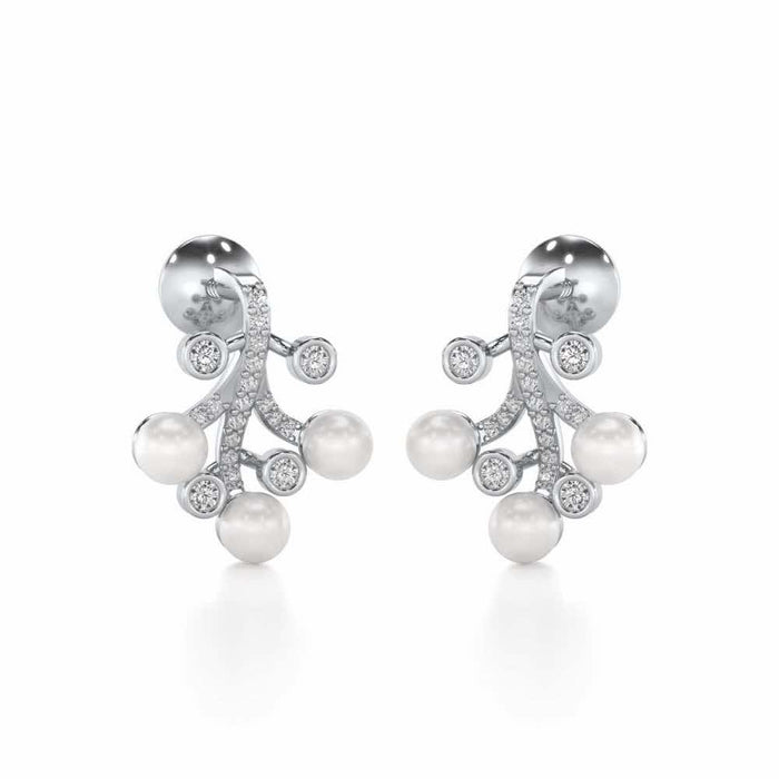 Growth Silver Pearl Earrings - White Gold - Image 1