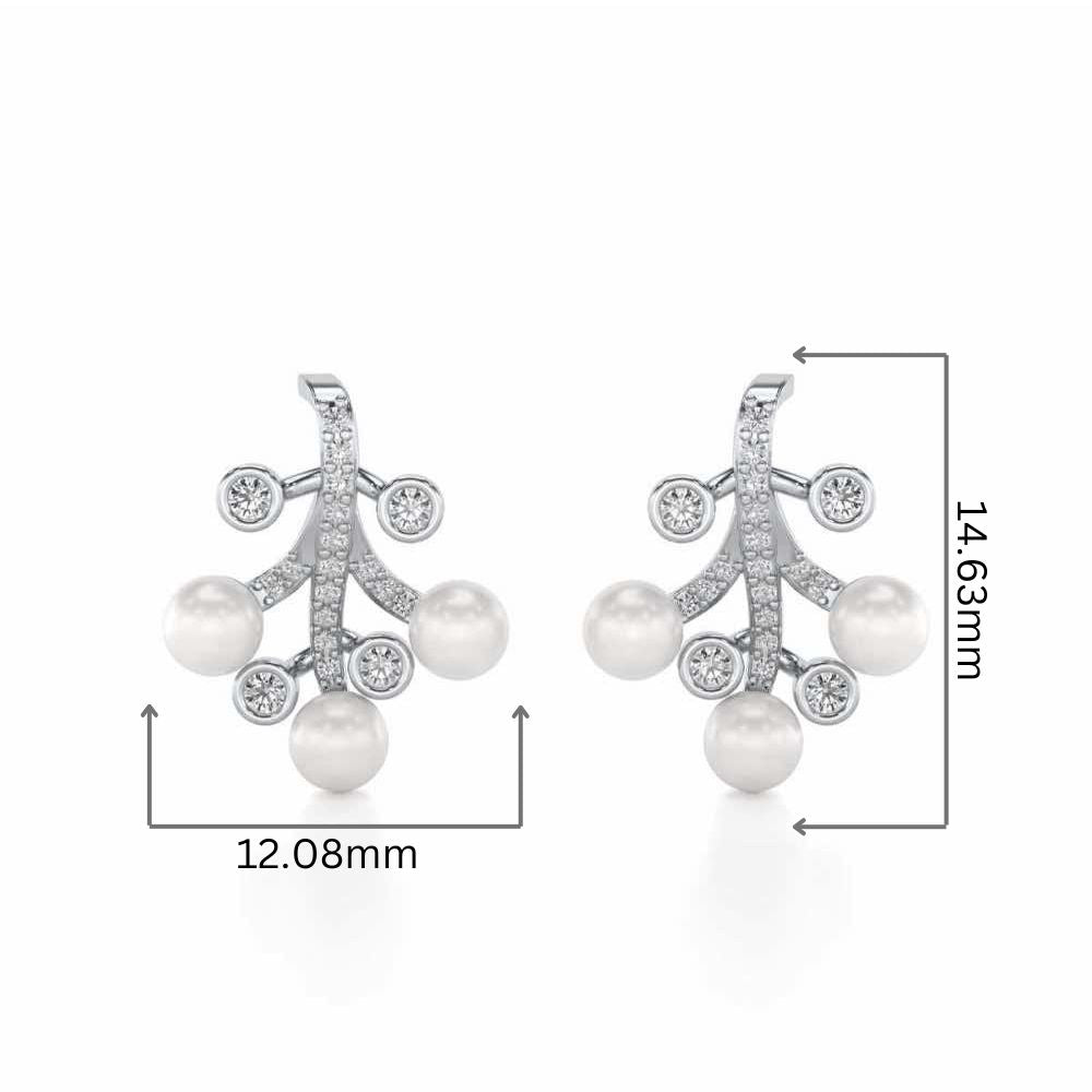 Growth Silver Pearl Earrings - White Gold - Image 2
