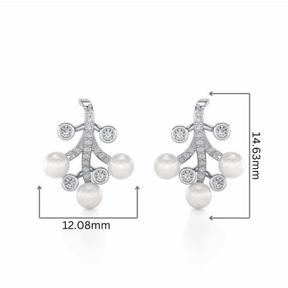 Growth Silver Pearl Earrings - White Gold - Image 2