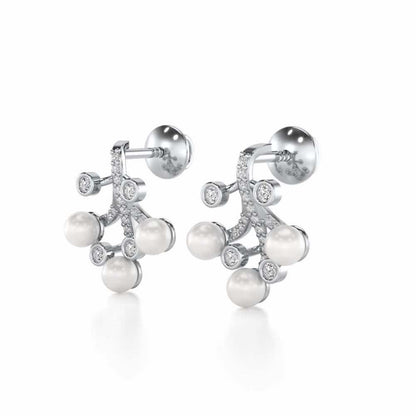 Growth Silver Pearl Earrings - White Gold - Image 3