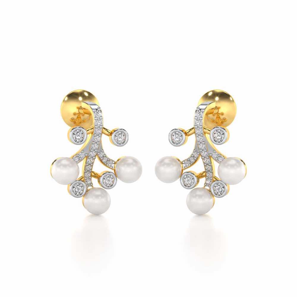 Growth Silver Pearl Earrings - Yellow Gold - Image 1