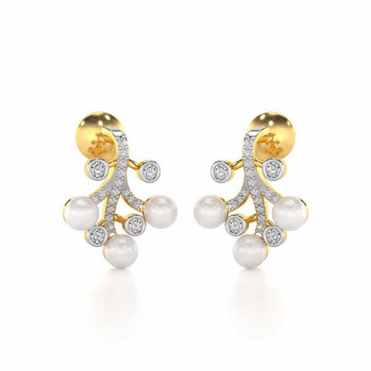 Growth Silver Pearl Earrings - Yellow Gold - Image 1