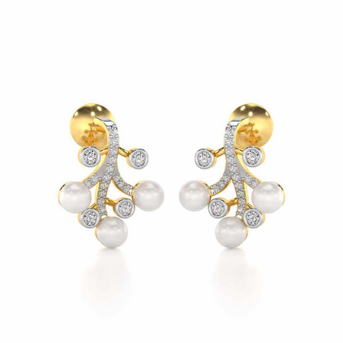 Growth Silver Pearl Earrings - Yellow Gold - Image 1
