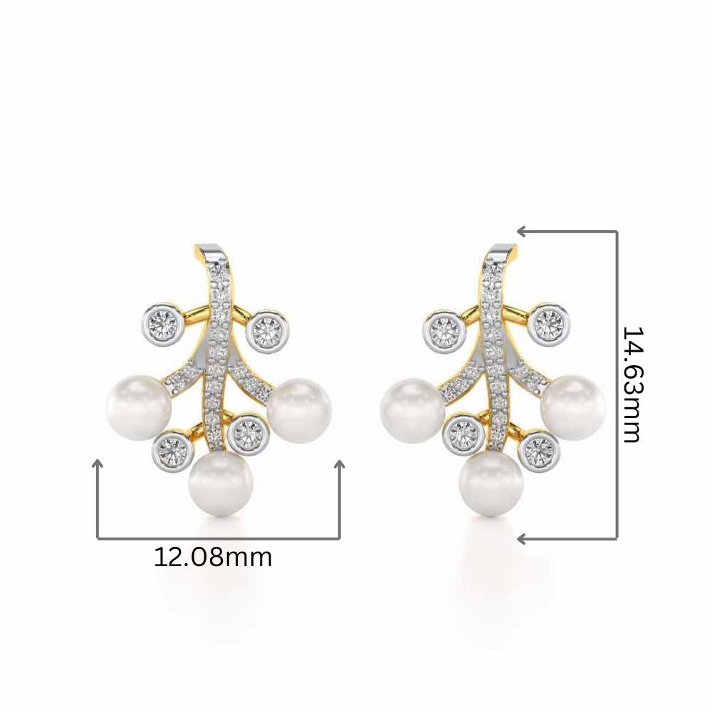 Growth Silver Pearl Earrings - Yellow Gold - Image 2