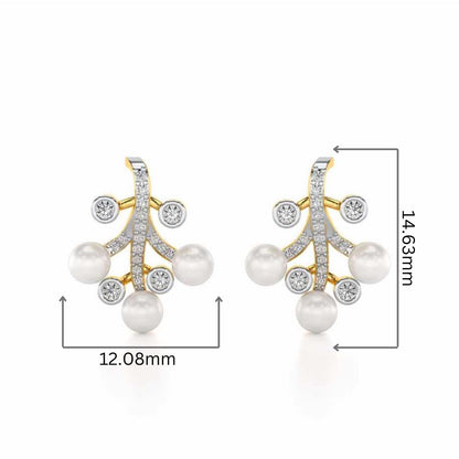 Growth Silver Pearl Earrings - Yellow Gold - Image 2