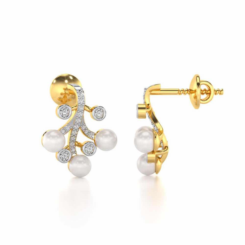 Growth Silver Pearl Earrings - Yellow Gold - Image 4